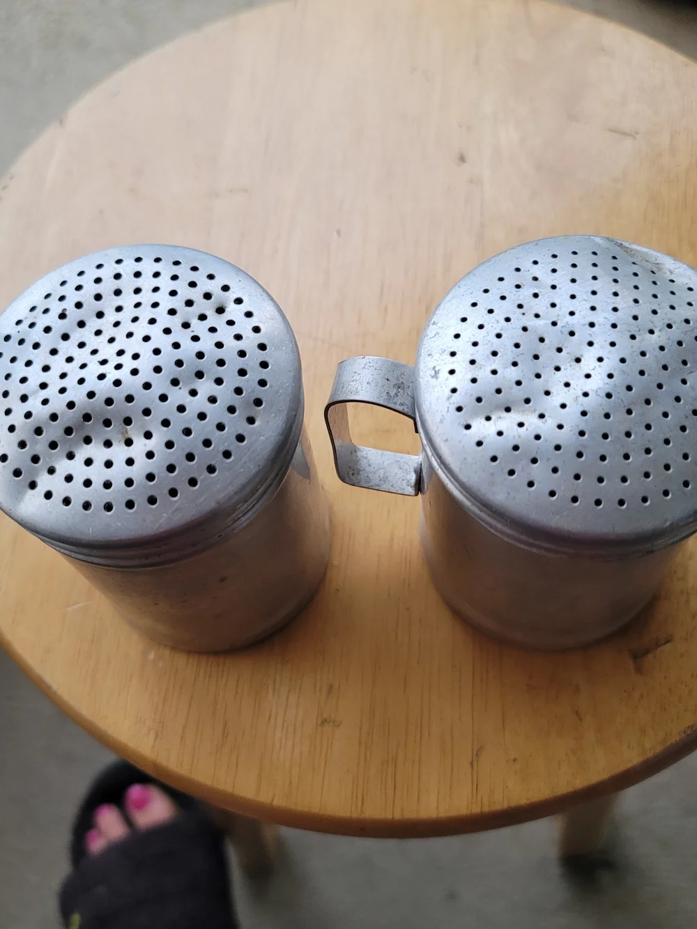 Vintage Aluminum Salt and Pepper Shakers - Set of 2